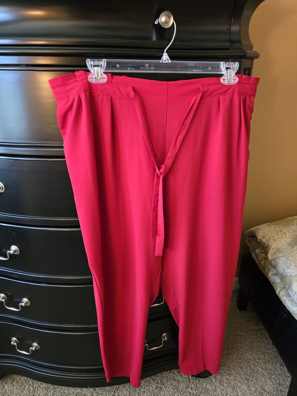 Women’s Red Drawstring Waist Wide-Leg Pants